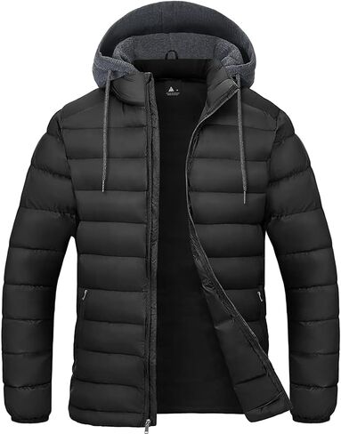 SWISSWELL Mens Lightweight Puffer Jacket with Hood Quilted Insulated Water-Resistant Coat Warm Winter Zip Up Hooded Jacket in Saudi Arabia