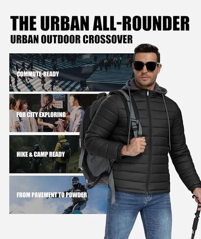 SWISSWELL Mens Lightweight Puffer Jacket with Hood Quilted Insulated Water-Resistant Coat Warm Winter Zip Up Hooded Jacket in Saudi Arabia