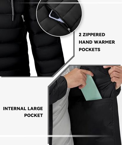 SWISSWELL Mens Lightweight Puffer Jacket with Hood Quilted Insulated Water-Resistant Coat Warm Winter Zip Up Hooded Jacket in Saudi Arabia