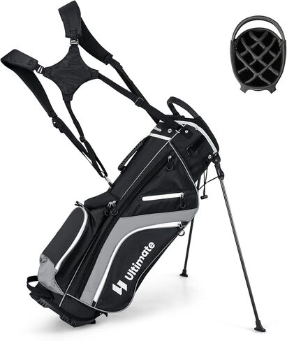 ULTIMATE 14-Way Golf Stand Bag, Portable Golf Bag w/ 6 Pockets,Cooler Bag & Waterproof Valuable Pocket, Rain Hood, Ergonomic Dual Strap System & Carrying Handles, 5 LBS Lightweight for Adults in Kuwait