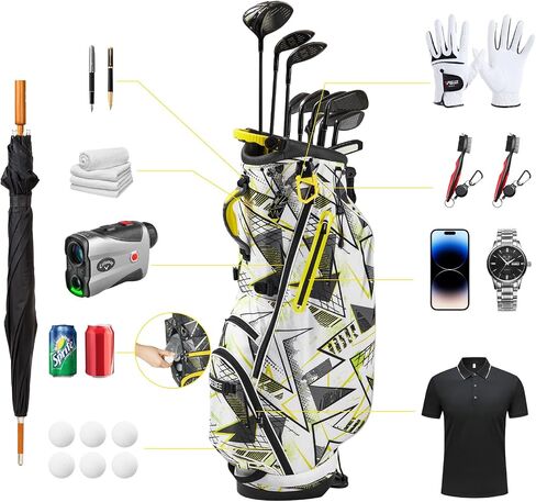 Golf Stand Bags with 4 Way Top Dividers, Rain Cover Hood Sunscreen and Waterproof Golf Bags with Stand, Lightweight Golf Stand Bag for Men & Women in Saudi Arabia