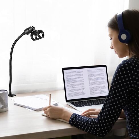 حامل ميكروفون مكتبي QWORK Gooseneck، حامل ميكروفون قابل للتعديل 360 درجة للبودكاست والاجتماعات والمحاضرات والتلفزيون والراديو in Saudi Arabia