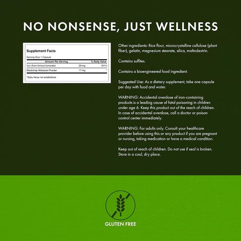 Swanson Blackstrap Molasses - Natural Iron Supplement Promoting Healthy Skin - Premium Wellness Formula - (120 Capsules, 29mg Each) in Saudi Arabia