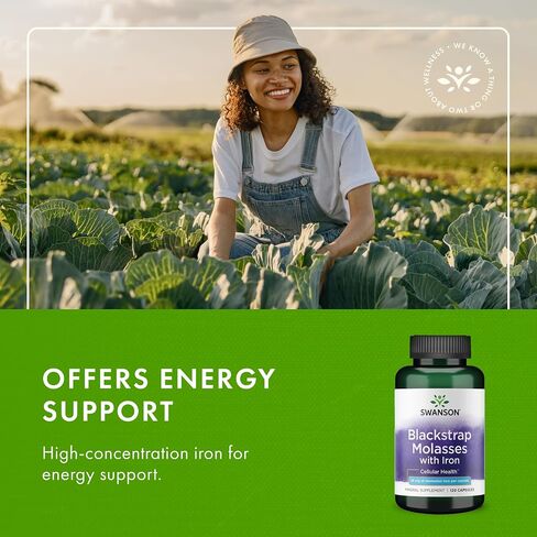 Swanson Blackstrap Molasses - Natural Iron Supplement Promoting Healthy Skin - Premium Wellness Formula - (120 Capsules, 29mg Each) in Saudi Arabia