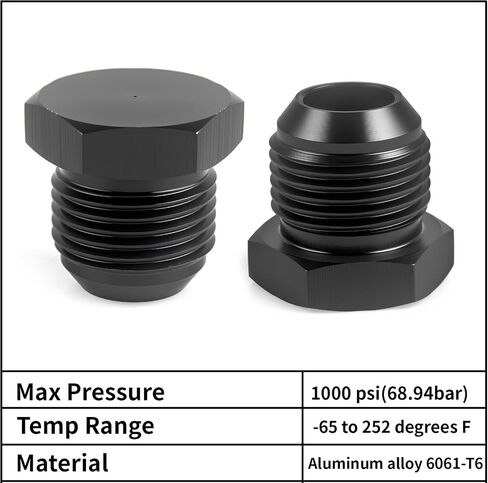 6AN Male Flare Blanking Plug Fitting Adapter Hex Aluminum Black 4PCS in Saudi Arabia