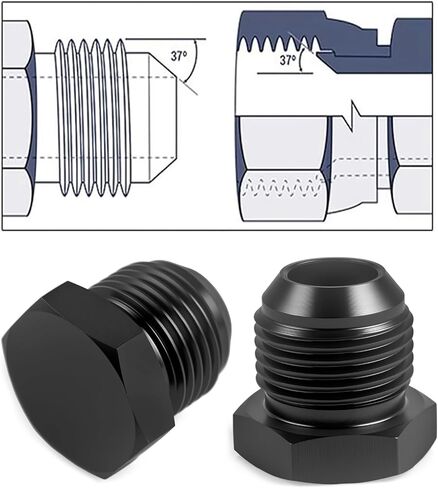 6AN Male Flare Blanking Plug Fitting Adapter Hex Aluminum Black 4PCS in Saudi Arabia