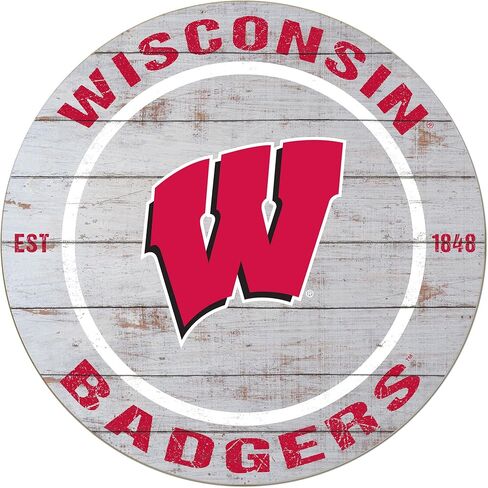 KH Sports Fan Wisconsin Badgers علامة دائرية للطقس، 20 × 20 بوصة، ديكور بادجر لغرفة النوم وغرفة النوم وكهف المروحة وغرفة المعيشة؛ أظهر روح فريقك مع هذه اللوحة الفنية الجدارية الفريدة من نوعها من ويسكونسن بادجرز in Saudi Arabia