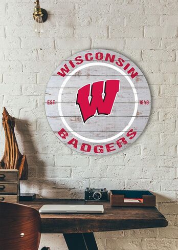 KH Sports Fan Wisconsin Badgers علامة دائرية للطقس، 20 × 20 بوصة، ديكور بادجر لغرفة النوم وغرفة النوم وكهف المروحة وغرفة المعيشة؛ أظهر روح فريقك مع هذه اللوحة الفنية الجدارية الفريدة من نوعها من ويسكونسن بادجرز in Saudi Arabia