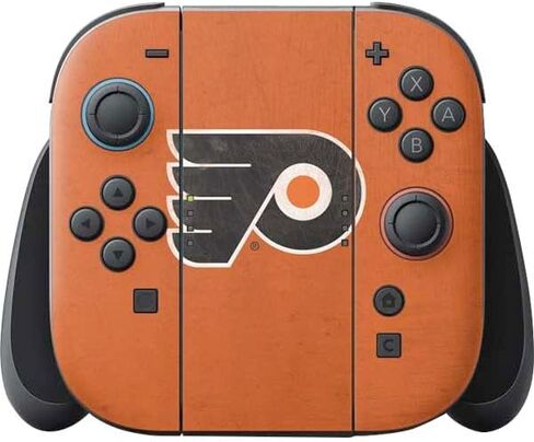ملصق ألعاب Skinit متوافق مع وحدة تحكم Nintendo Switch 2 (2025) Joy-Con - تصميم مرخص رسميًا من NHL Philadelphia Flyers in Saudi Arabia