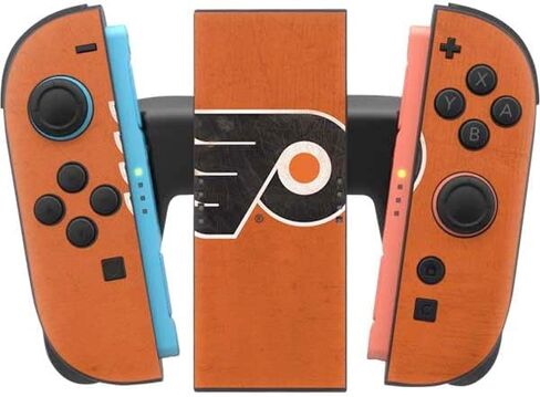 ملصق ألعاب Skinit متوافق مع وحدة تحكم Nintendo Switch 2 (2025) Joy-Con - تصميم مرخص رسميًا من NHL Philadelphia Flyers in Saudi Arabia