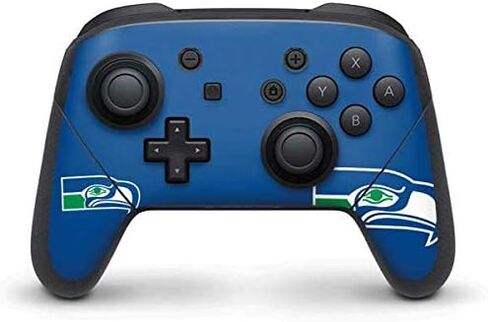 ملصق Skinit المخصص للألعاب متوافق مع وحدة تحكم Nintendo Switch Pro - تصميم سلسلة الأداء الأزرق NFL Seattle Seahawks المرخص رسميًا in Saudi Arabia