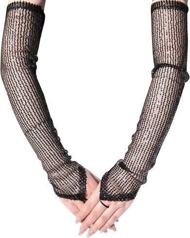 الترتر الطويل القفازات بدون إصبع بأكمام ذراع الكوع اللامع لعروض الحفلات الهذيان الأزياء in Kuwait