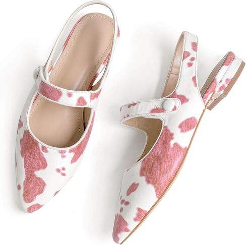 Mary Jane Pump Shoes for Women Slingback Pointed Closed Toe Mary Jane Flats Cute Ballerina Shoes Dressy Ballet Flats Low Chunky Block Heels in Saudi Arabia