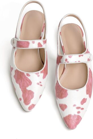 Mary Jane Pump Shoes for Women Slingback Pointed Closed Toe Mary Jane Flats Cute Ballerina Shoes Dressy Ballet Flats Low Chunky Block Heels in Saudi Arabia