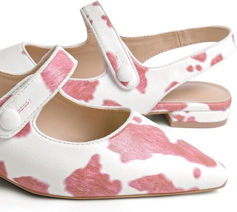 Mary Jane Pump Shoes for Women Slingback Pointed Closed Toe Mary Jane Flats Cute Ballerina Shoes Dressy Ballet Flats Low Chunky Block Heels in Saudi Arabia