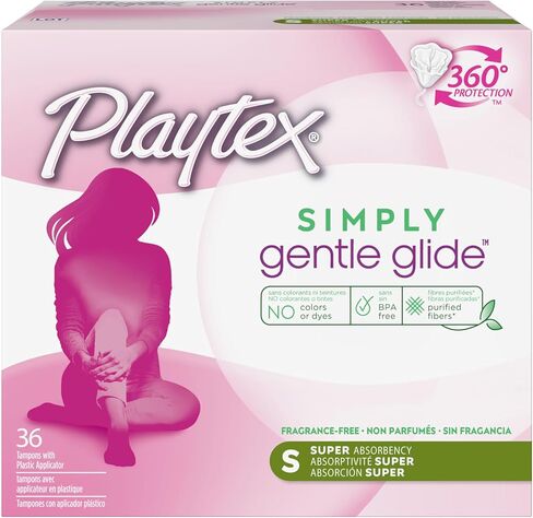 Playtex Simply Gentle Glide Multipack Fresh Scent Tampons with Regular and Super Absorbencies, 36 Count (Pack of 2) (Packaging May Vary) in Kuwait