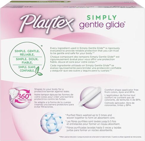 Playtex Simply Gentle Glide Multipack Fresh Scent Tampons with Regular and Super Absorbencies, 36 Count (Pack of 2) (Packaging May Vary) in Kuwait
