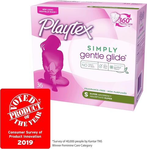 Playtex Simply Gentle Glide Multipack Fresh Scent Tampons with Regular and Super Absorbencies, 36 Count (Pack of 2) (Packaging May Vary) in Kuwait