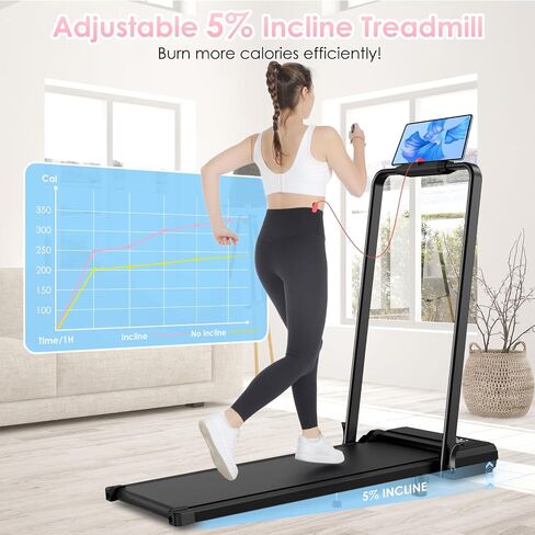 ANCHEER Foldable Treadmill with 12% Incline, 3.0HP Walking Pad Treadmills with Handle Bar, 320LBS Capacity/2S Folding/Widened Belt, Quiet Portable Walking Treadmill Under Desk with LED in Saudi Arabia