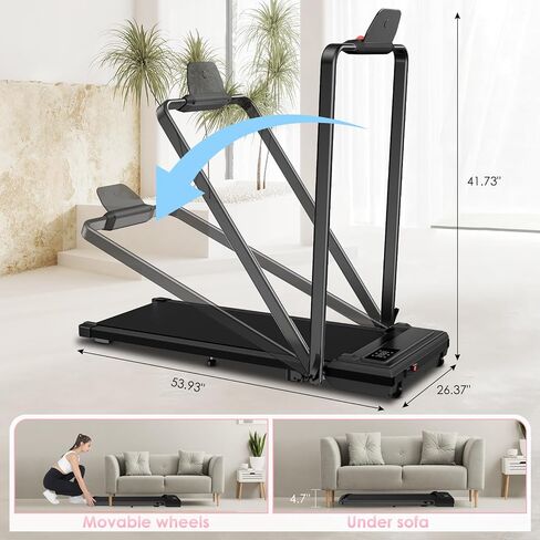ANCHEER Foldable Treadmill with 12% Incline, 3.0HP Walking Pad Treadmills with Handle Bar, 320LBS Capacity/2S Folding/Widened Belt, Quiet Portable Walking Treadmill Under Desk with LED in Saudi Arabia