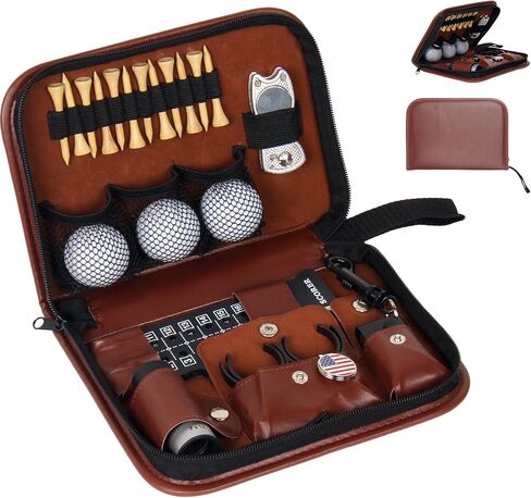 Golf Accessories Kit, Golf Stuff Set with Leather Case, Golf Balls, Golf Tees, Golf Brushes, Rangefinder, Scorer, Ball Marker, Golf Clips, Golf Divot Tool, Golf Gifts for Men Women Golfers in Saudi Arabia