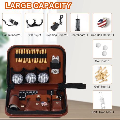 Golf Accessories Kit, Golf Stuff Set with Leather Case, Golf Balls, Golf Tees, Golf Brushes, Rangefinder, Scorer, Ball Marker, Golf Clips, Golf Divot Tool, Golf Gifts for Men Women Golfers in Saudi Arabia
