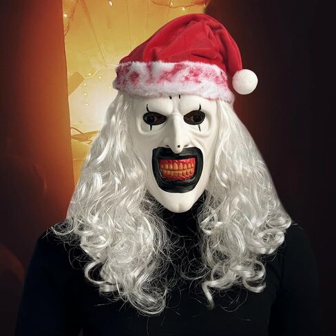 NTSWZYS Terrifier Art the Clown Mask 2025 Full Head Creepy Killer Masks for Halloween Party Props(Style 2-BlackWhite Hat) in Saudi Arabia