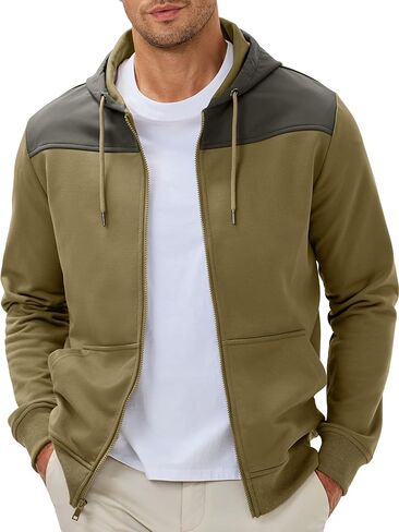 JMIERR 2025 Mens Hoodie Full Zip Up Sweatshirts Long Sleeve Drawstring Hooded Shirt with 2 Pockets in Saudi Arabia