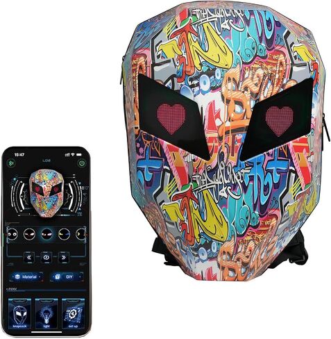 19" LED Motorcycle Backpack, Waterproof Hard Case Bag, Animated Digital Laptop Backpack, DIY Backpack for Cycling (Tiger) in Kuwait