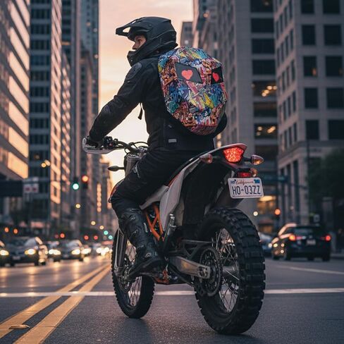 19" LED Motorcycle Backpack, Waterproof Hard Case Bag, Animated Digital Laptop Backpack, DIY Backpack for Cycling (Tiger) in Kuwait