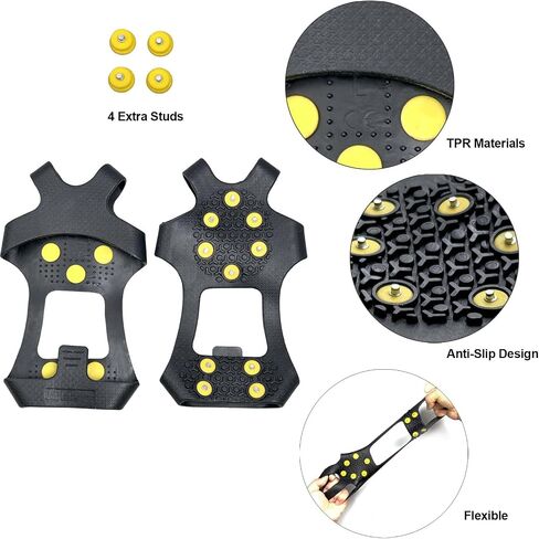 Ice & Snow Grips for Shoes and Boots, Removable Snow Shoe Spikes, Anti Slip Ice Grippers for Climbing, Hiking, Jogging in Winter Outdoor in Saudi Arabia