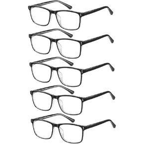 EYECEDAR 5-Pack Reading Glasses for Men Metal Rectangular Readers Eyeglasses Spring Hinges with Sun Readers Glasses Mens Readers 1.0 in Saudi Arabia