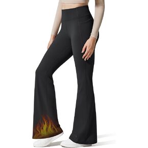 G4Free Barefeel Women's Fleece Lined Flare Workout Yoga Pants Winter Thermal High Waist Leggings Causal with Pockets in Saudi Arabia
