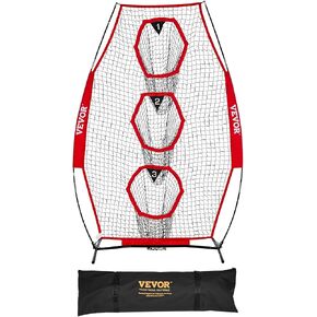 VEVOR 8 x 4 inch Football Trainer Throwing Net, Training Throwing Target Practice Net with 5 Target Pockets, Knotless Net Includes Straps and Portable Carry Case, Improve QB Throwing Accuracy, Red in Kuwait