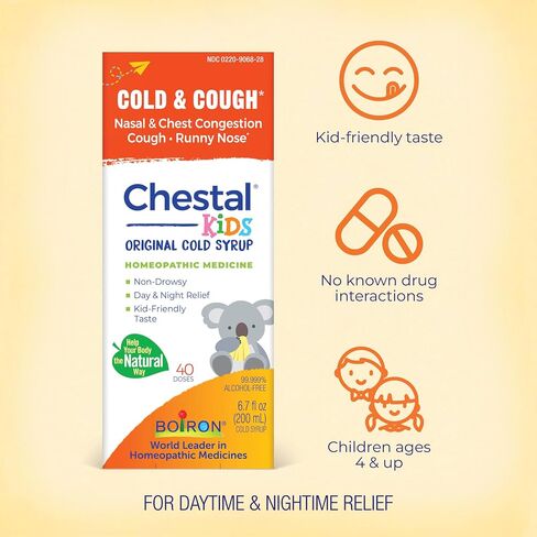 Boiron Chestal Children's Cold and Cough Syrup, White, Original, 6.7 Fl Oz in Kuwait