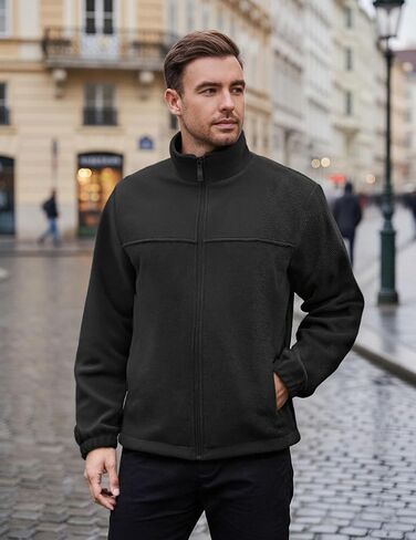 Men's Polar Fleece Jacket Full Zip Antistatic Casual Warm Coat Soft Warm Outwear with Zipper Pockets in Saudi Arabia