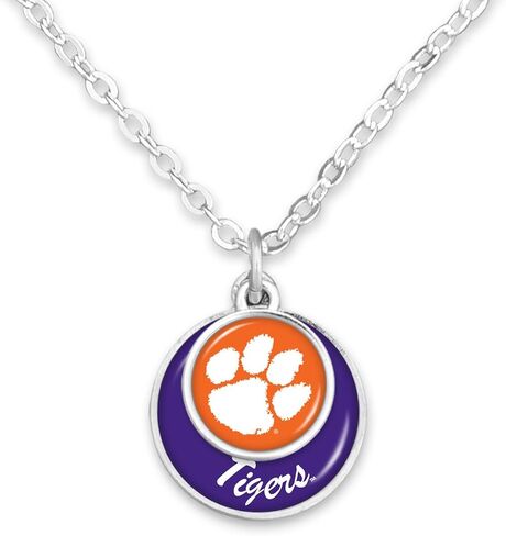 From the Heart Clemson Tigers Stacked Disk Necklace Jewelry Gift Licensed CU, Silver in Saudi Arabia