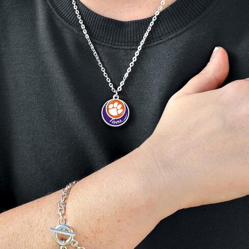 From the Heart Clemson Tigers Stacked Disk Necklace Jewelry Gift Licensed CU, Silver in Saudi Arabia