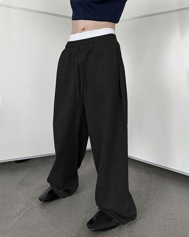 Men's Baggy Sweatpants Cotton Fleece Wide Leg Lounge Sweat Pants Drawstring Waist Jogging Pants with Pockets in Saudi Arabia