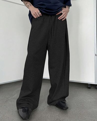 Men's Baggy Sweatpants Cotton Fleece Wide Leg Lounge Sweat Pants Drawstring Waist Jogging Pants with Pockets in Saudi Arabia