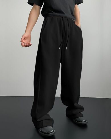 Men's Baggy Sweatpants Cotton Fleece Wide Leg Lounge Sweat Pants Drawstring Waist Jogging Pants with Pockets in Saudi Arabia