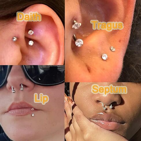 MODRSA Gold Horseshoe Nose Ring 20g Double Gem Horse Shoe Nose Ring Hoop for Women Surgical Steel Half Hoop U Shape Tragus Earring Hoops Labret Lip Helix Piercing Jewelry Septum Rings 20 Gauge 1pcs in Saudi Arabia