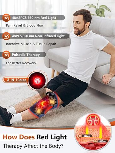 ترقيته 2.0 دعامة ريد للمعالجة بالضوء الأحمر - مدلك الركبة مع 4 مناطق الاهتزاز ، وحدة تحكم لاسلكية ، بالقرب in Kuwait