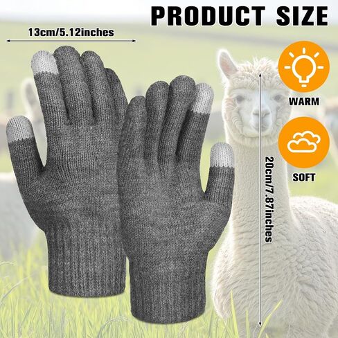 Berlune Alpaca Wool Gloves Thermal Winter Warm Touch Screen Knitted Gloves Working Running Biking Driving for Men and Women in Saudi Arabia