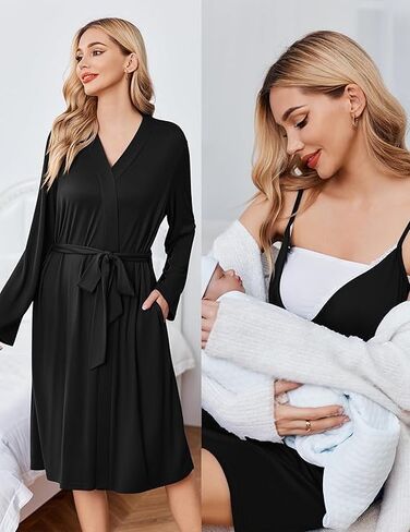 ثوب تمريض الأمومة من Ekouaer و ROBE تم التمريض 3 في 1 LIBLENTINGS LUBLES LUBKERS FORDISTERS BLACK BLACK in Kuwait