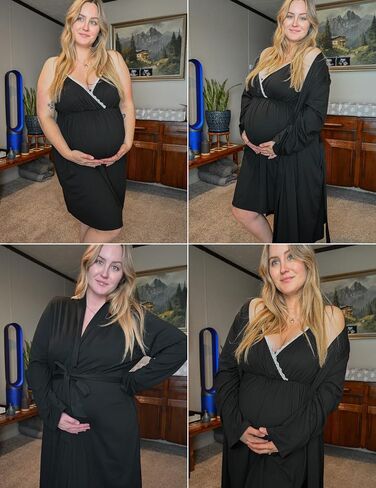 ثوب تمريض الأمومة من Ekouaer و ROBE تم التمريض 3 في 1 LIBLENTINGS LUBLES LUBKERS FORDISTERS BLACK BLACK in Kuwait