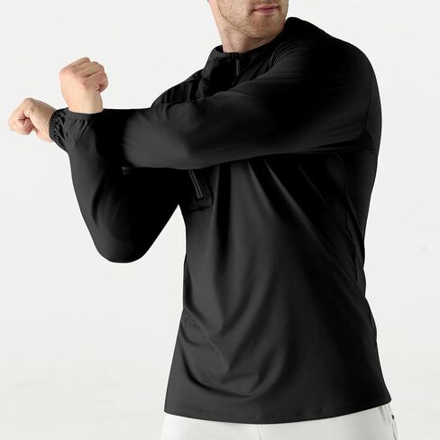Mens Quarter Zip Running Hoodie Sweatshirts,Lightweight Workout Pullover Jacket with Pockets in Saudi Arabia