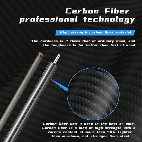 CROWN ME Carbon Fiber Pool Cue Stick-12.8mm Tip Billiard Carbon Fiber cue, 58" Tip Low Deflection Billiard Carbon Fiber cue with case, Weight Adjustable Design -18OZ,18.4OZ,19OZ,20OZ in Kuwait
