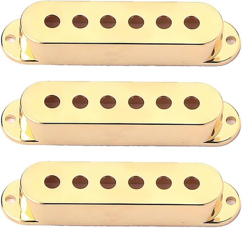 3PCS Pro Plastic 52/52/52mm Stratocaster Guitar Single Coil Pickup Covers Set for Import Strat Squier (Gold) in Saudi Arabia