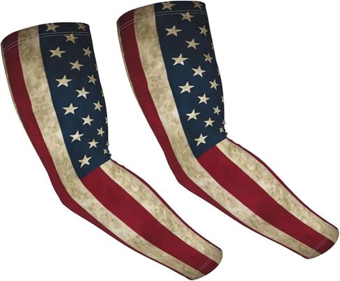 Cute USA Flag Arm Sleeves Fashion Sun Protection Cooling Arm Sleeves Packable Outdoor Arm Sleeves for Women and Men in Saudi Arabia